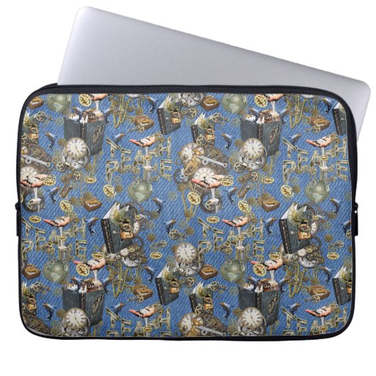 Steampunk auf Blue Denim Laptop Sleeve (Vorderseite)