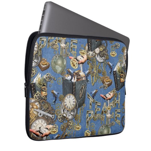 Steampunk auf Blue Denim Laptopschutzhülle (Vorne Rechts)