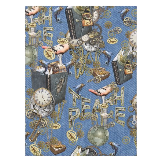 Steampunk auf Blue Denim Tischdecke (Vorderseite)