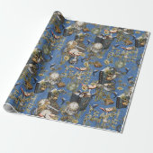 Steampunk auf Blue Denim Wrapping Paper Geschenkpapier (Ungerollt)