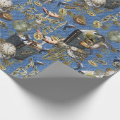 Steampunk auf Blue Denim Wrapping Paper Geschenkpapier (Ecke)