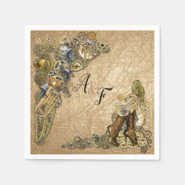 Steampunk auf Gold-Leder Napkins Serviette
