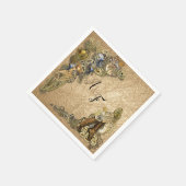 Steampunk auf Gold-Leder Napkins Serviette (Ecke)