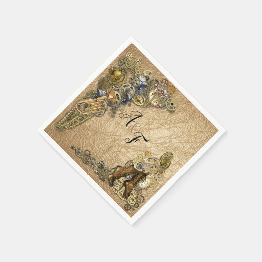 Steampunk auf Gold-Leder Napkins Serviette (Ecke)
