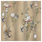 Steampunk auf Gold Tan Leather Stoff (Nahaufnahme)