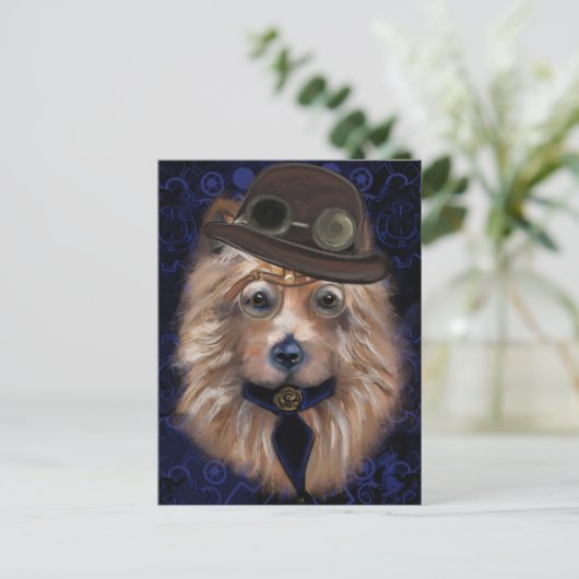 STEAMPUNK AUSTRALISCHER TERRIER POSTKARTE (Stehend Vorderseite)