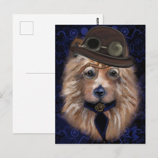 STEAMPUNK AUSTRALISCHER TERRIER POSTKARTE (Vorne/Hinten)