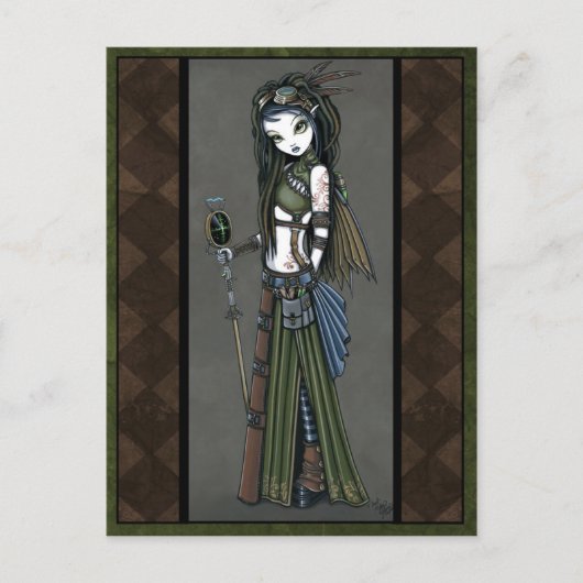 Steampunk Aviatrix Fairy Postcard "Cloud Burst" Postkarte (Vorderseite)