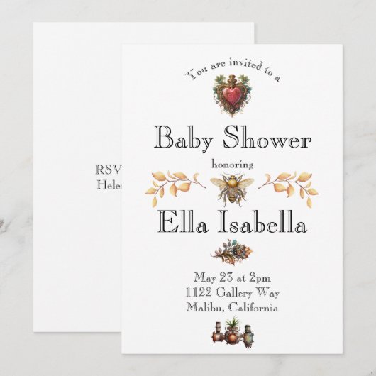 Steampunk-Baby-Dusche Einladung (Vorne/Hinten)