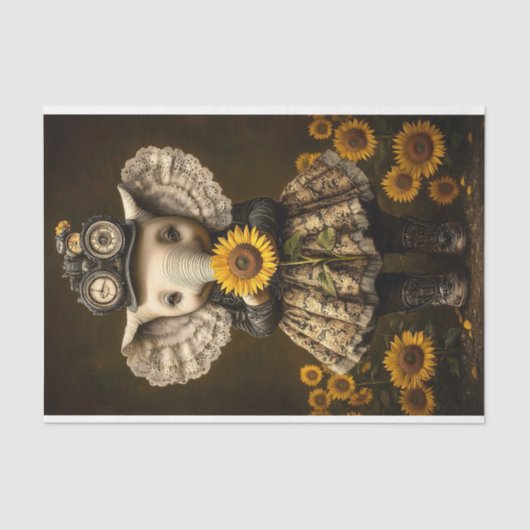 Steampunk Baby Elephant + Sonnenblume AK7 Decoupag Seidenpapier (Vorderseite)