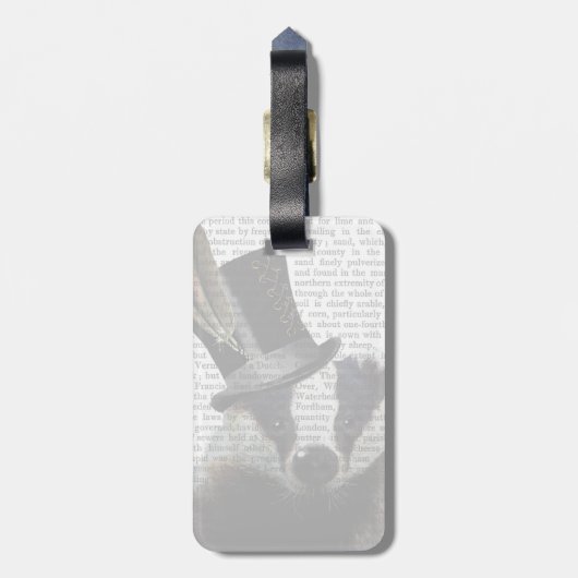 Steampunk Badger in Top Hat Gepäckanhänger (Rückseite vertikal)