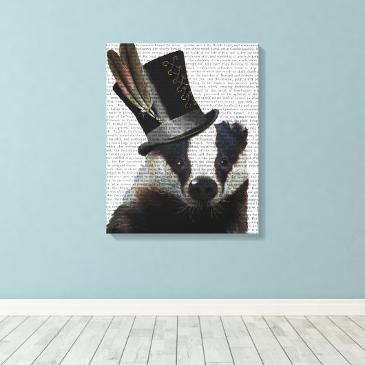 Steampunk Badger in Top Hat Leinwanddruck (Insitu (Holzboden))