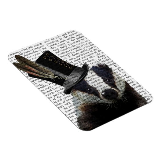 Steampunk Badger in Top Hat Magnet (Rechte Seite)