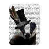 Steampunk Badger in Top Hat Magnet (Vertikal)