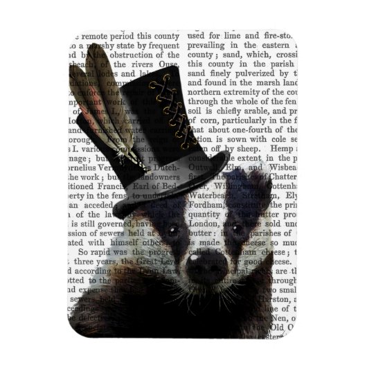 Steampunk Badger in Top Hat Magnet (Vertikal)