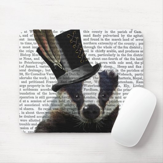 Steampunk Badger in Top Hat Mousepad (Mit Mouse)