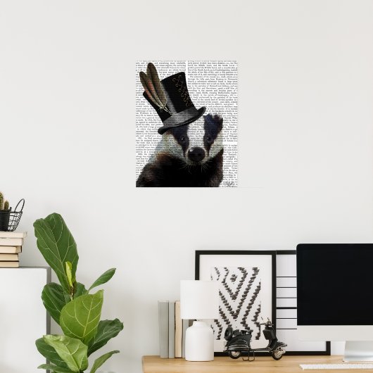 Steampunk Badger in Top Hat Poster (Heimbüro)