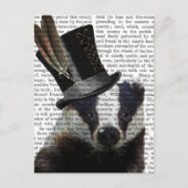 Steampunk Badger in Top Hat Postkarte (Vorderseite)