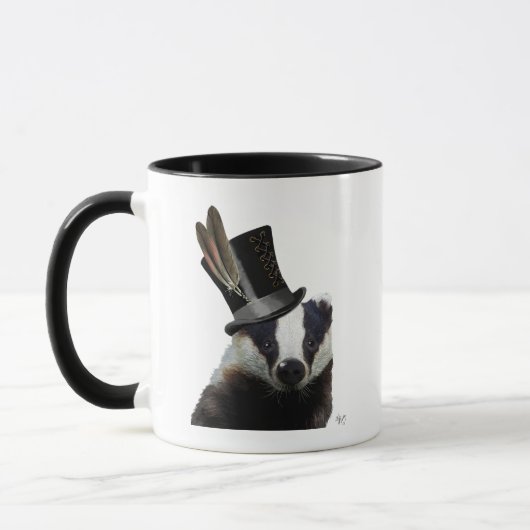 Steampunk Badger in Top Hat Tasse (Links)