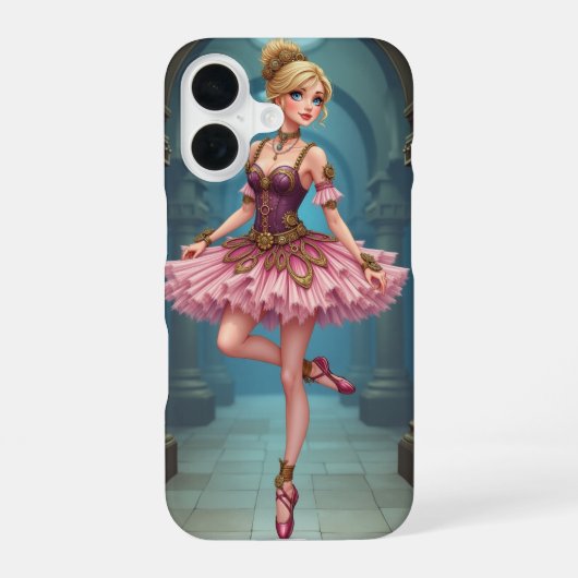 Steampunk-Ballerina iPhone 16 Hülle (Rückseite)