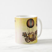 Steampunk-Ballon Antik-Gelb Kaffeetasse (VorderseiteRechts)