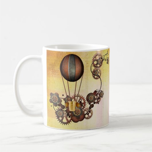 Steampunk-Ballon Antik-Gelb Kaffeetasse (Links)