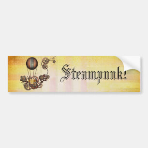 Steampunk Balloon Antik Gelb Autoaufkleber