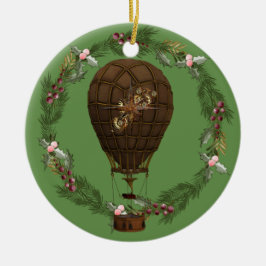 Steampunk Balloon & Wreath individuell einstellbar Keramik Ornament