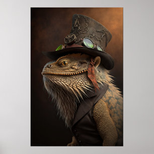 Steampunk Bartded Dragon Poster
