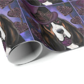 STEAMPUNK Basset Hound Geschenkpapier (Rolleneckpunkt)