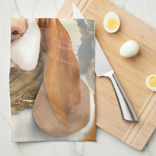 Steampunk Basset Hound Geschirrtuch (Viertel Falte)