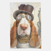 Steampunk Basset Hound Geschirrtuch (Vertikal)
