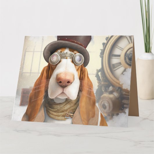Steampunk Basset Hound Karte (Rückseite)