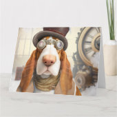 Steampunk Basset Hound Karte (Vorderseite)
