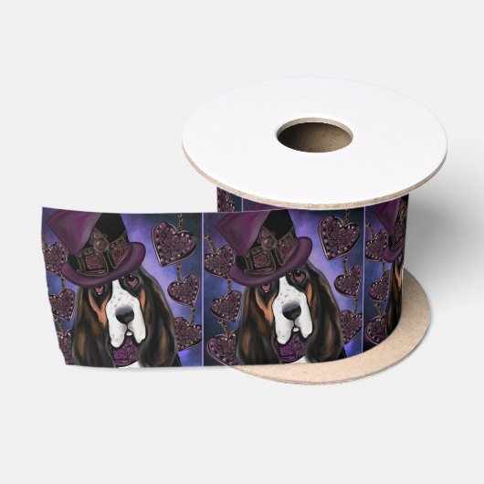 STEAMPUNK Basset Hound Satinband (Spule)