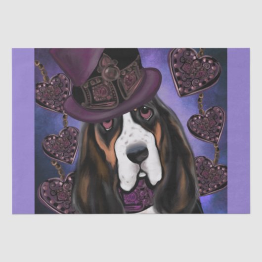 STEAMPUNK Basset Hound Seidenpapier (Vorderseite)