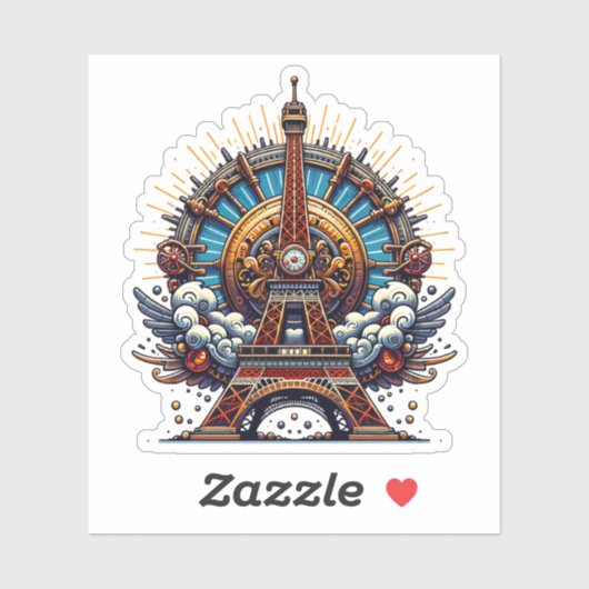 Steampunk Bastille Day Eiffel Tower Aufkleber (Blatt)