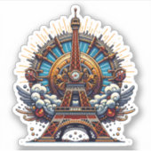 Steampunk Bastille Day Eiffel Tower Aufkleber (Vorderseite)