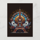 Steampunk Bastille Day Eiffel Tower Postkarte (Vorderseite)