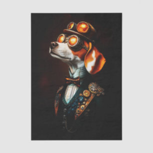 Steampunk-Beagle-Hundeporträt EM2L Decoupage Seidenpapier