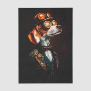 Steampunk Beagle Hundeporträt EM2R Decoupage Seidenpapier