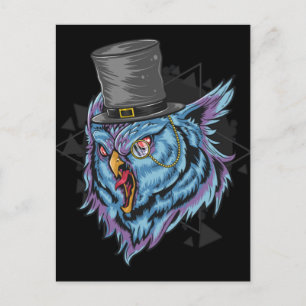 Steampunk Beängstigend Owl Postkarte