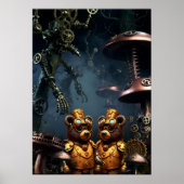 Steampunk Bears in Clockwork Forest Fantasy Art Poster (Vorne)