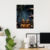 Steampunk Bears in Clockwork Forest Fantasy Art Poster (Heimbüro)