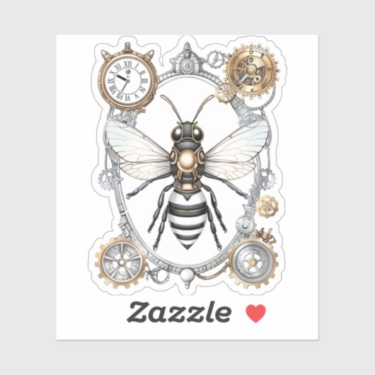 Steampunk Bee Insect Honey Bees Sticker Robotic (Blatt)