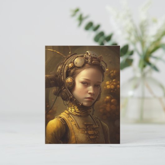 Steampunk Bee Keeper-Kinderportrait Postkarte (Stehend Vorderseite)