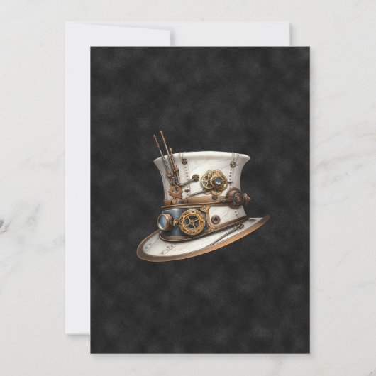 Steampunk Beige Personalized Wedding Invitation Einladung (Rückseite)