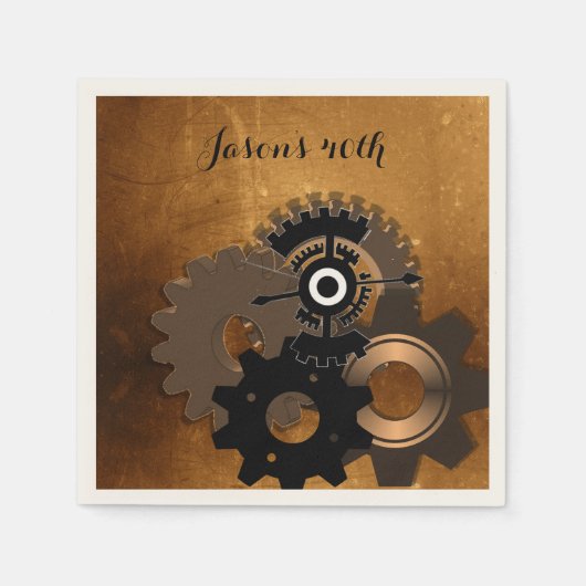Steampunk Benutzerdefiniertes Textpapier Napkins Serviette (Vorderseite)