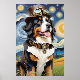 Steampunk Bernese Mountain Dog Poster