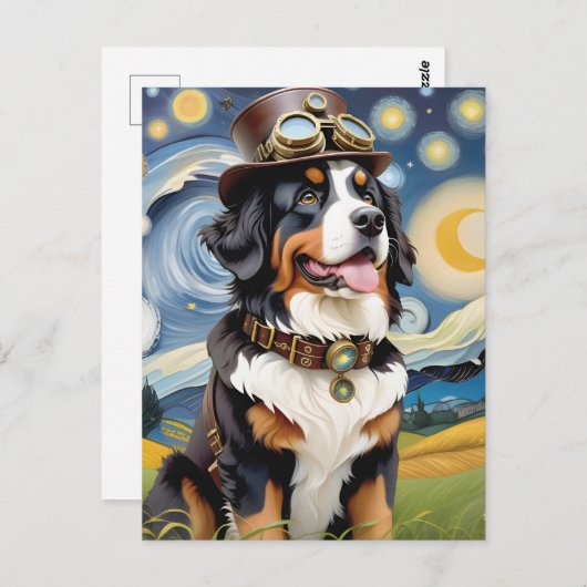 Steampunk Bernese Mountain Dog Postkarte (Vorne/Hinten)